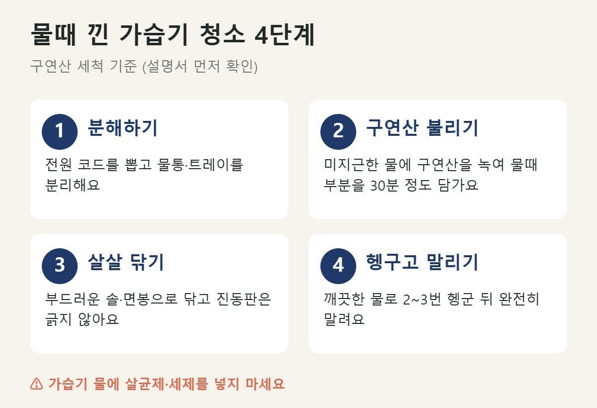 구연산으로 가습기 물때 청소하는 4단계