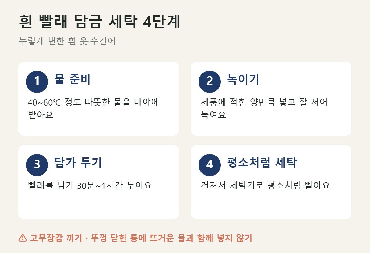 과탄산소다로 흰 빨래 담금 세탁하는 4단계