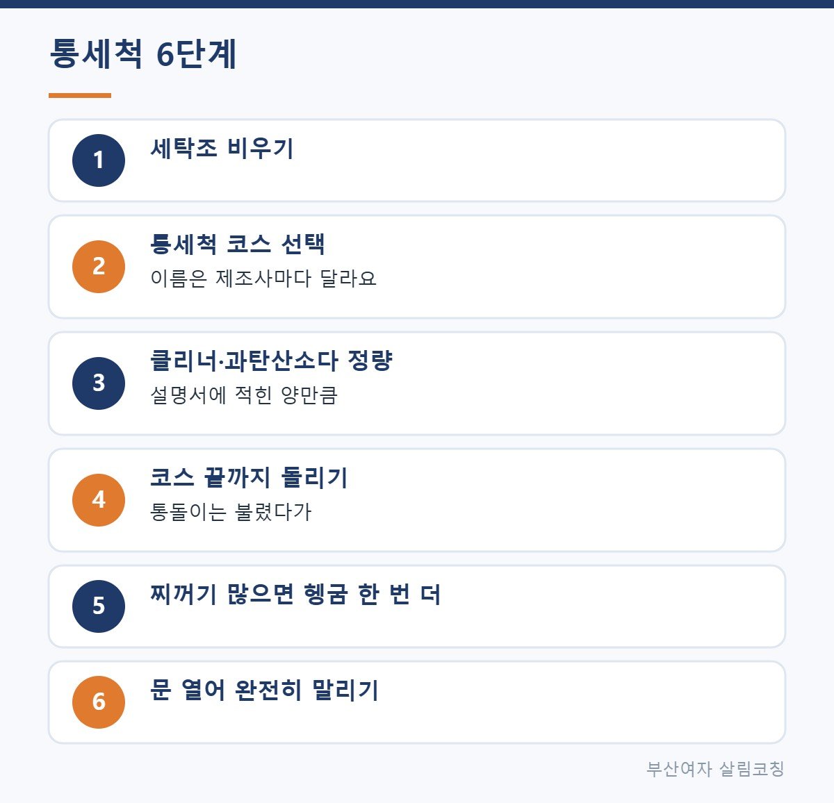세탁기 통세척 6단계 순서